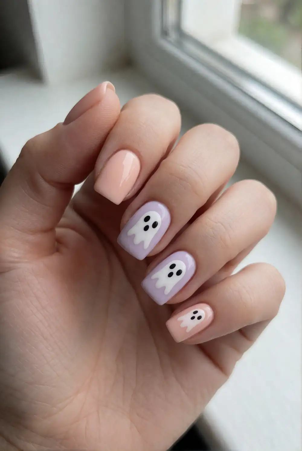 Ghost Accent Nails in Milky White
