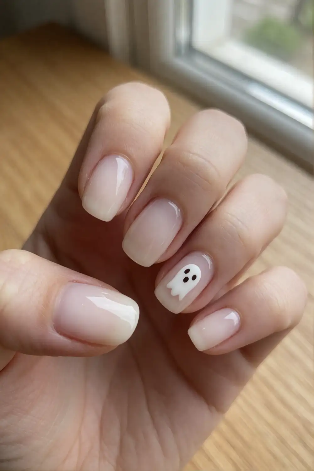 Ghost Accent on a Milky White Manicure