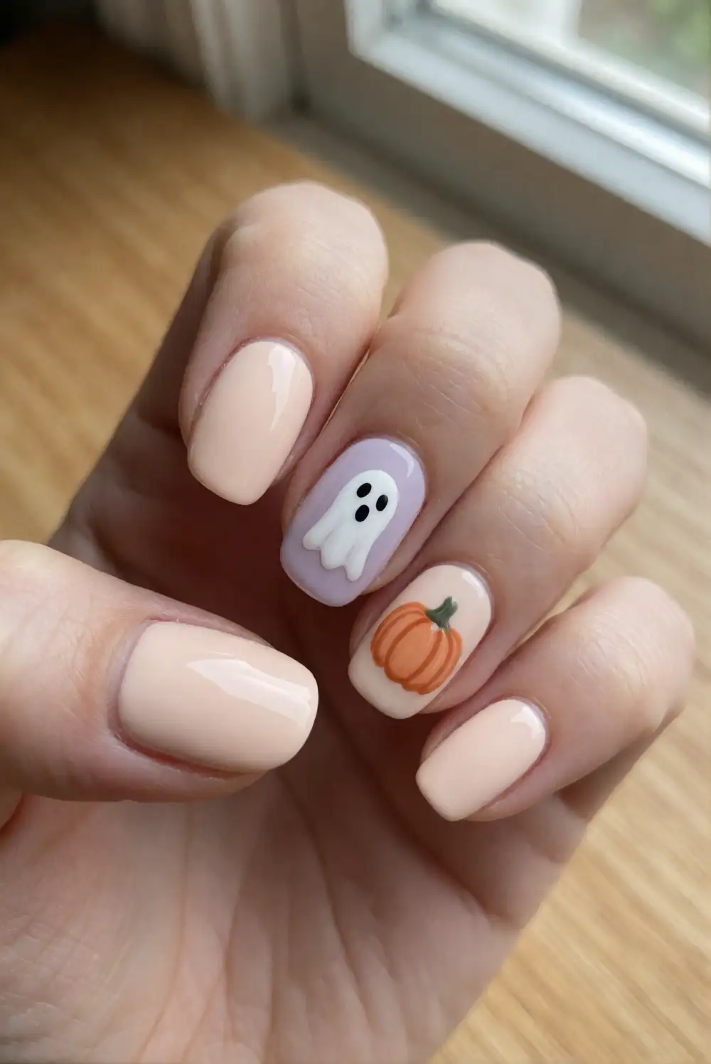 Ghost and Pumpkin Accent Nails