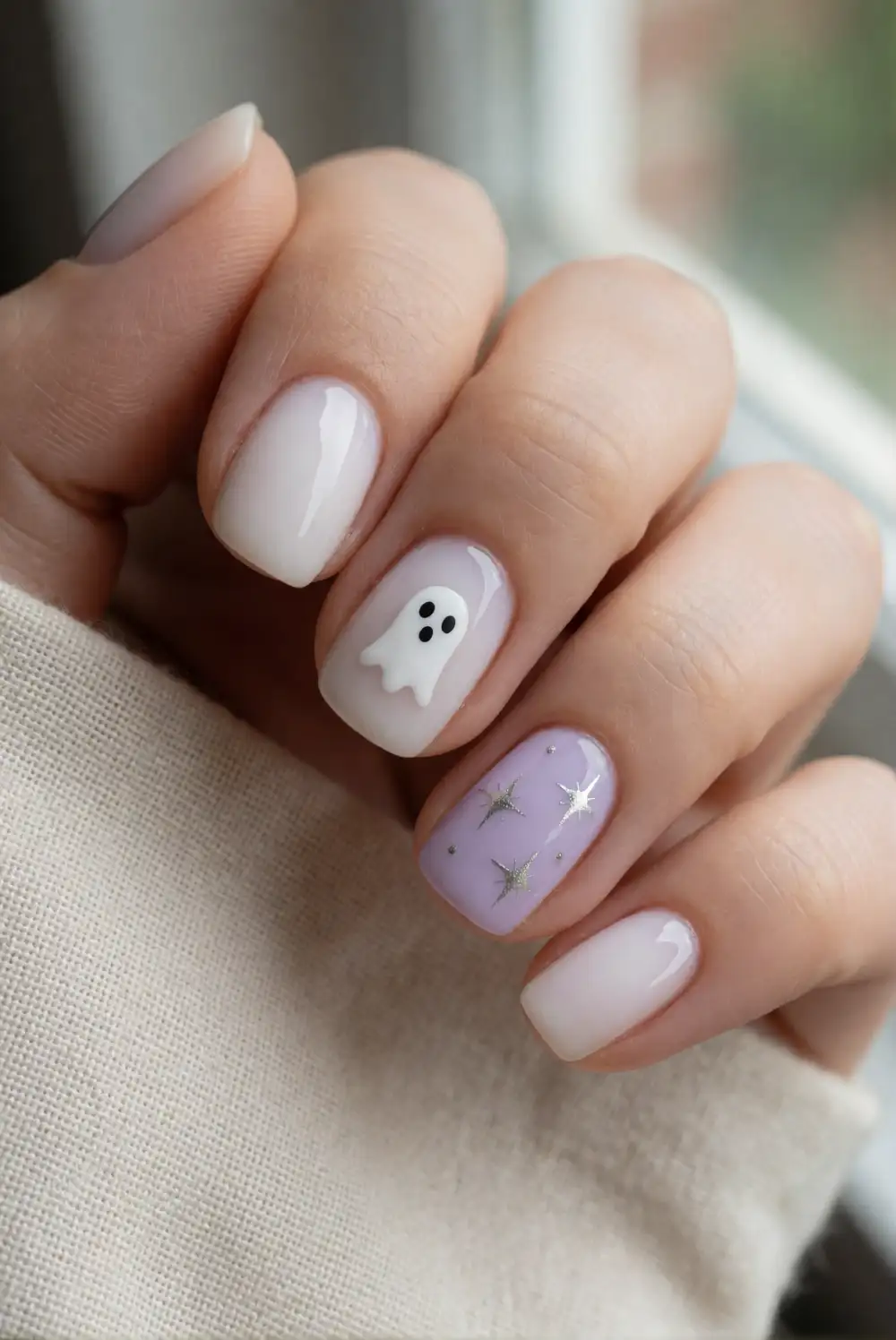 Ghost and Star Accent Nails