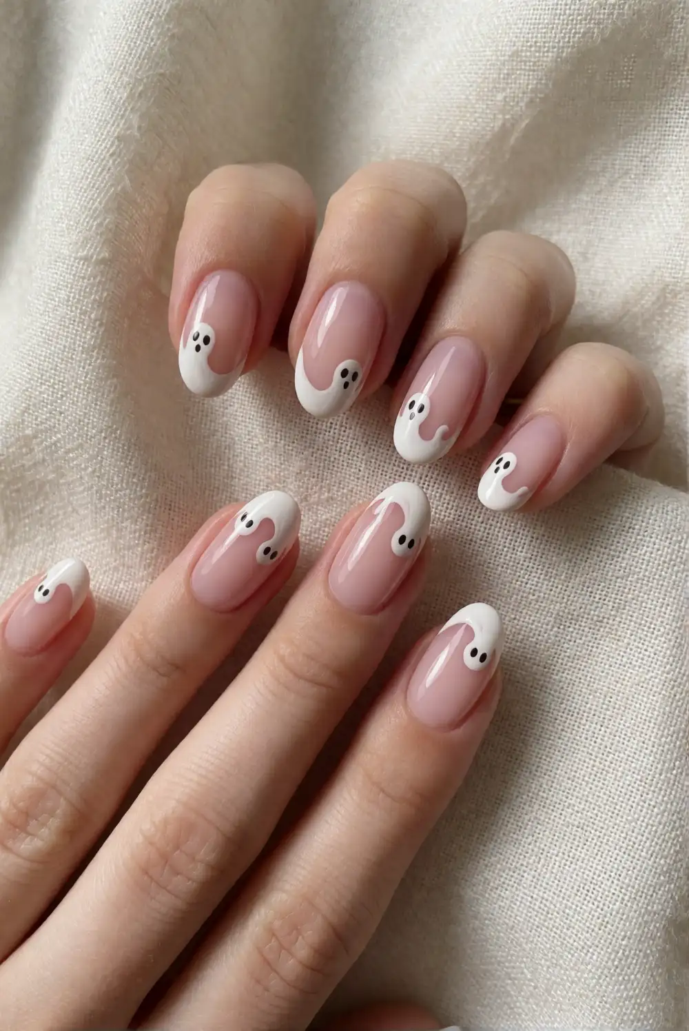 Ghost French Tips on a Sheer Base