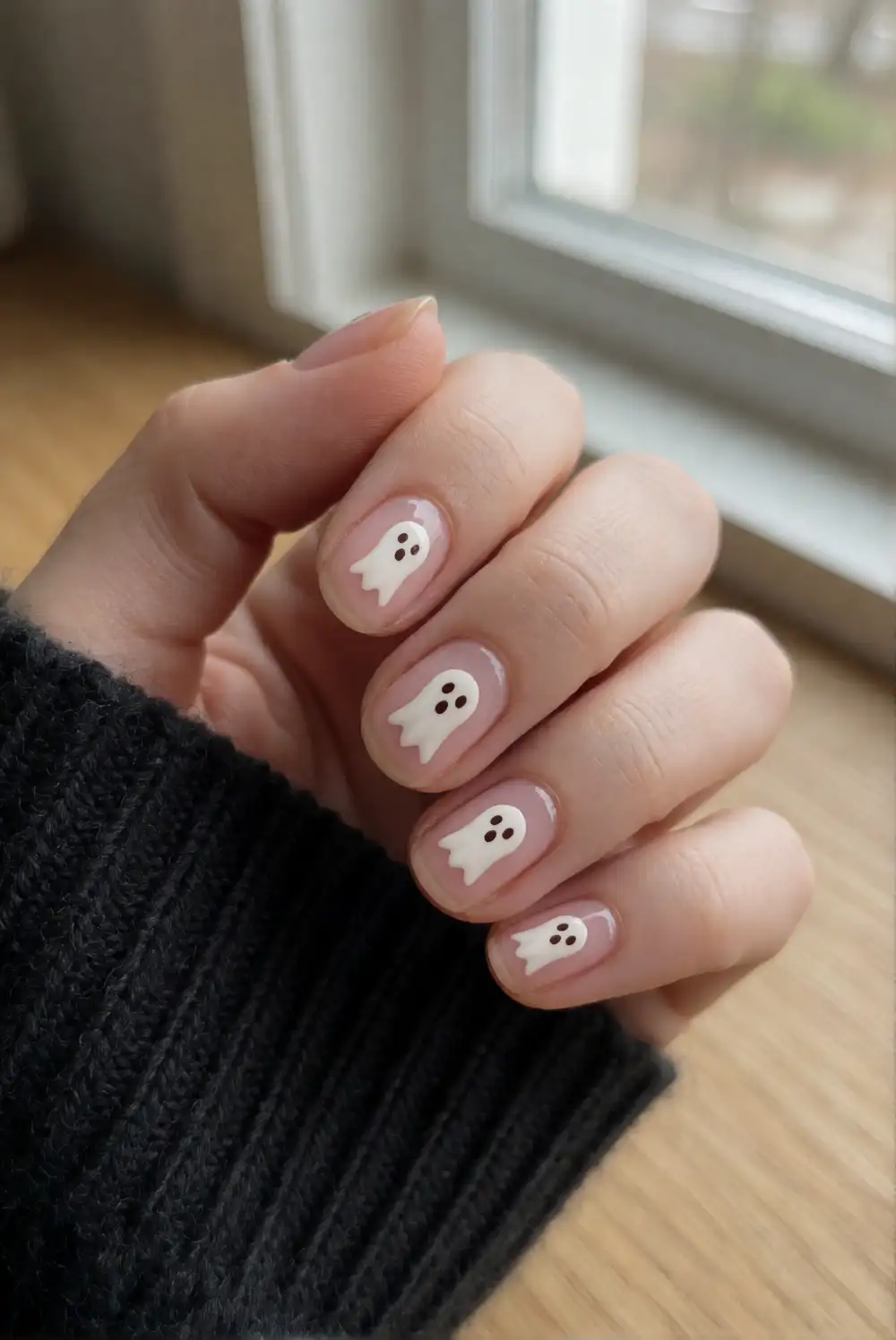 Ghost Silhouettes on Clear Nails
