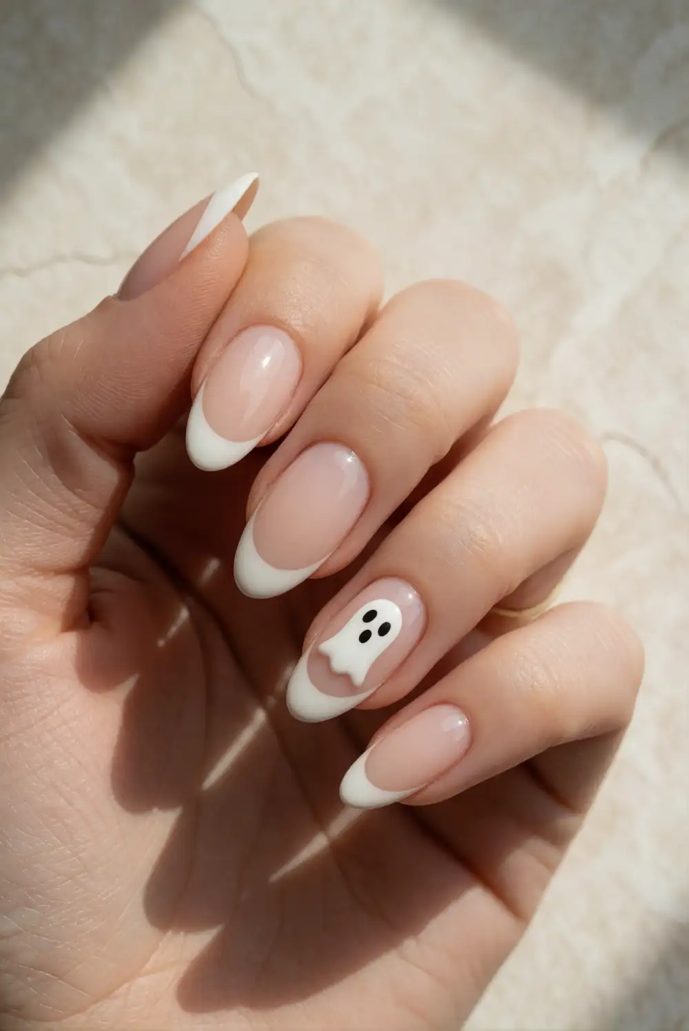 Ghostly French Tip Nails