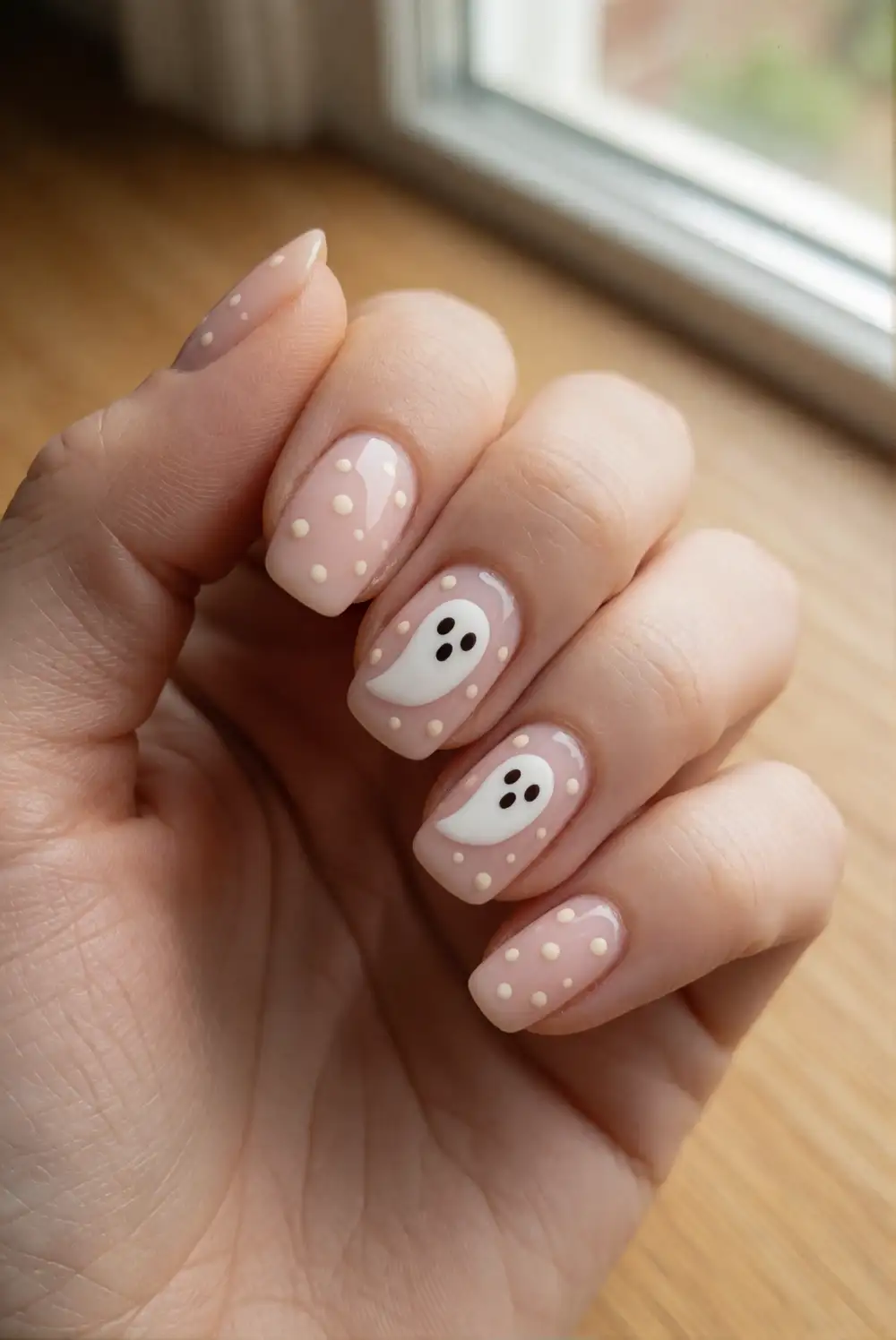 Ghostly White Dot Nails