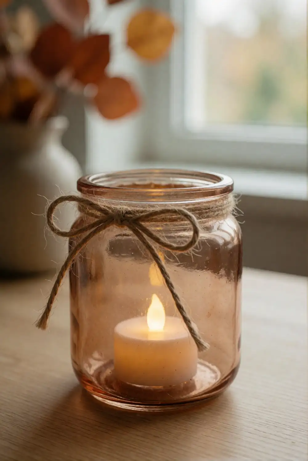 Glass Jar Lantern with a Warm LED Glow