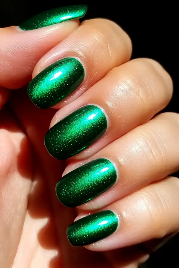 Glistening Emerald Nails
