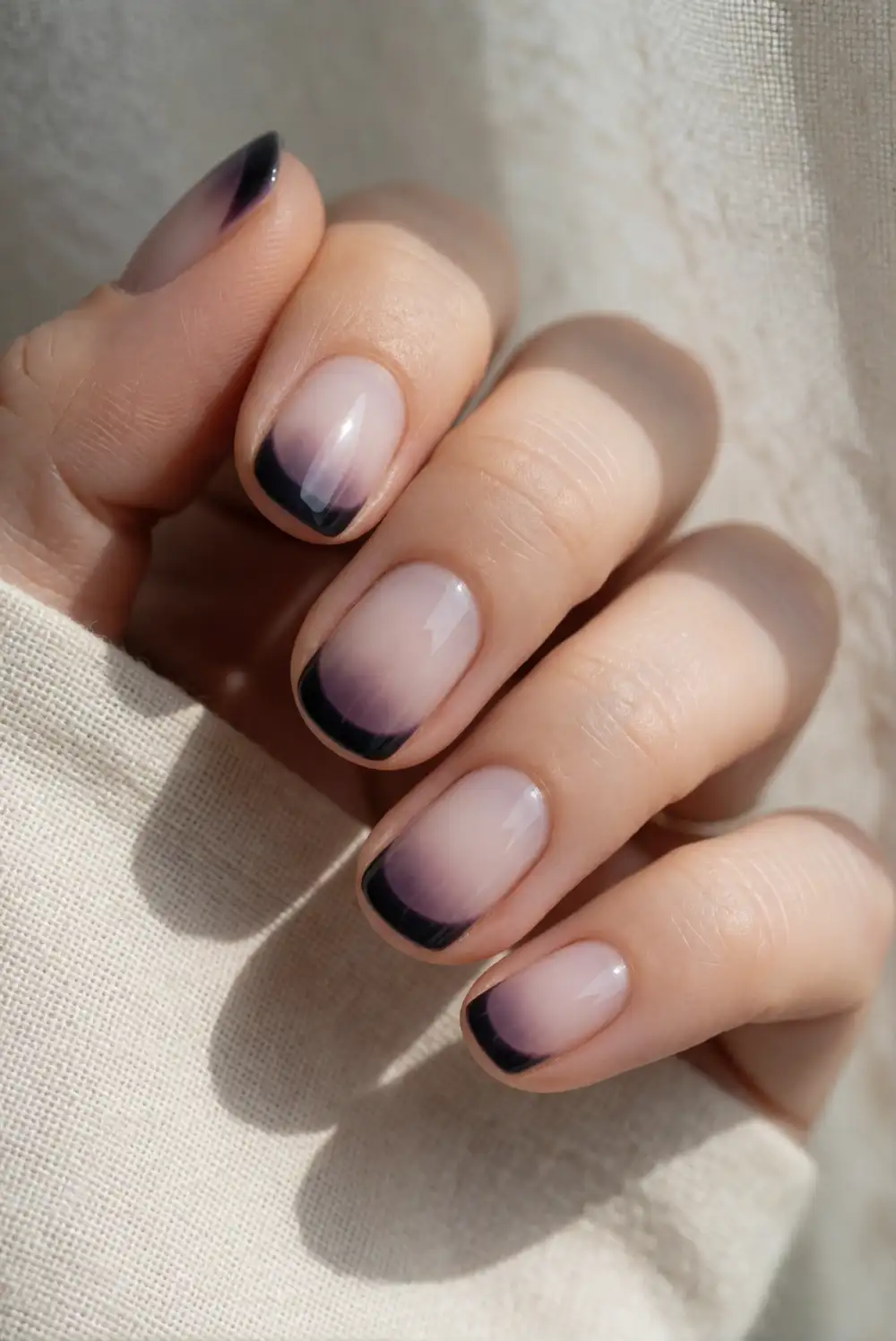 Glossy Black Micro French Tips