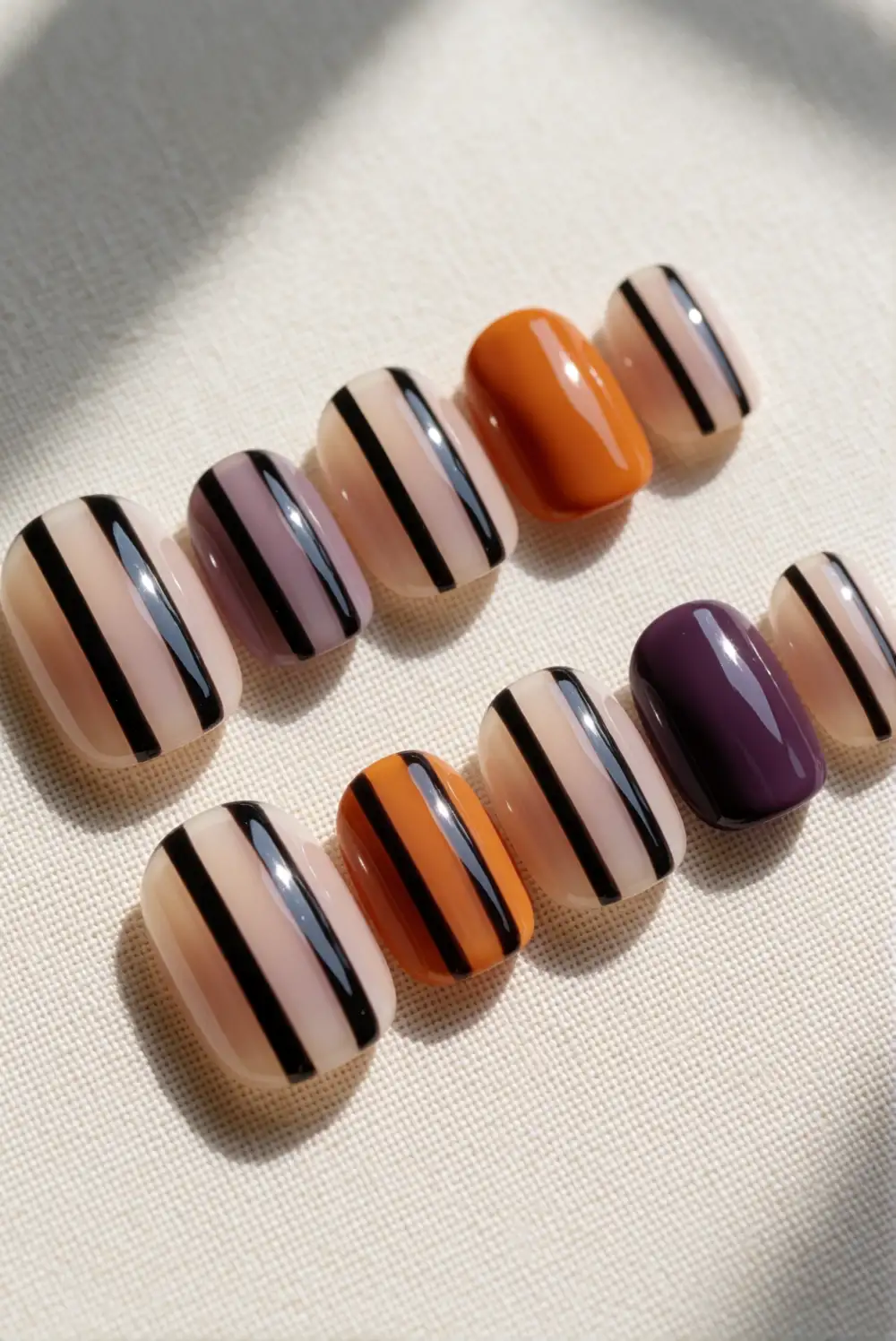 Glossy Black Negative-Space Stripes