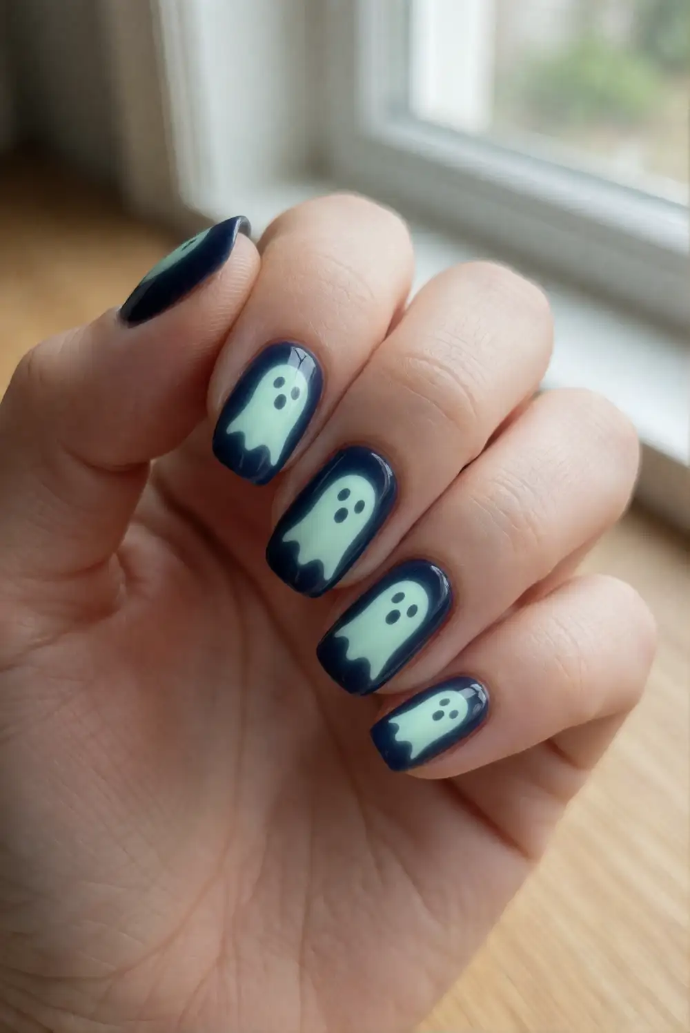 Glow-In-The-Dark Ghost Nails