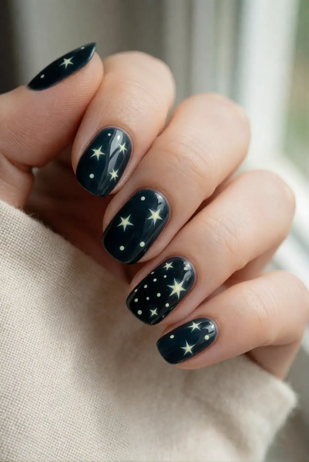 Glowing Starry Night Nail Art