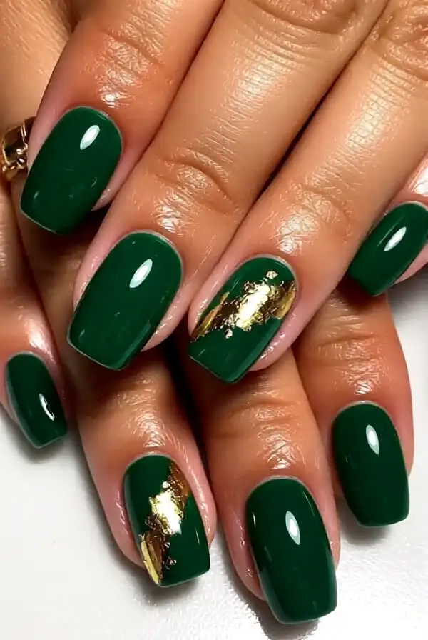 Gold Foil Accents on Emerald Green