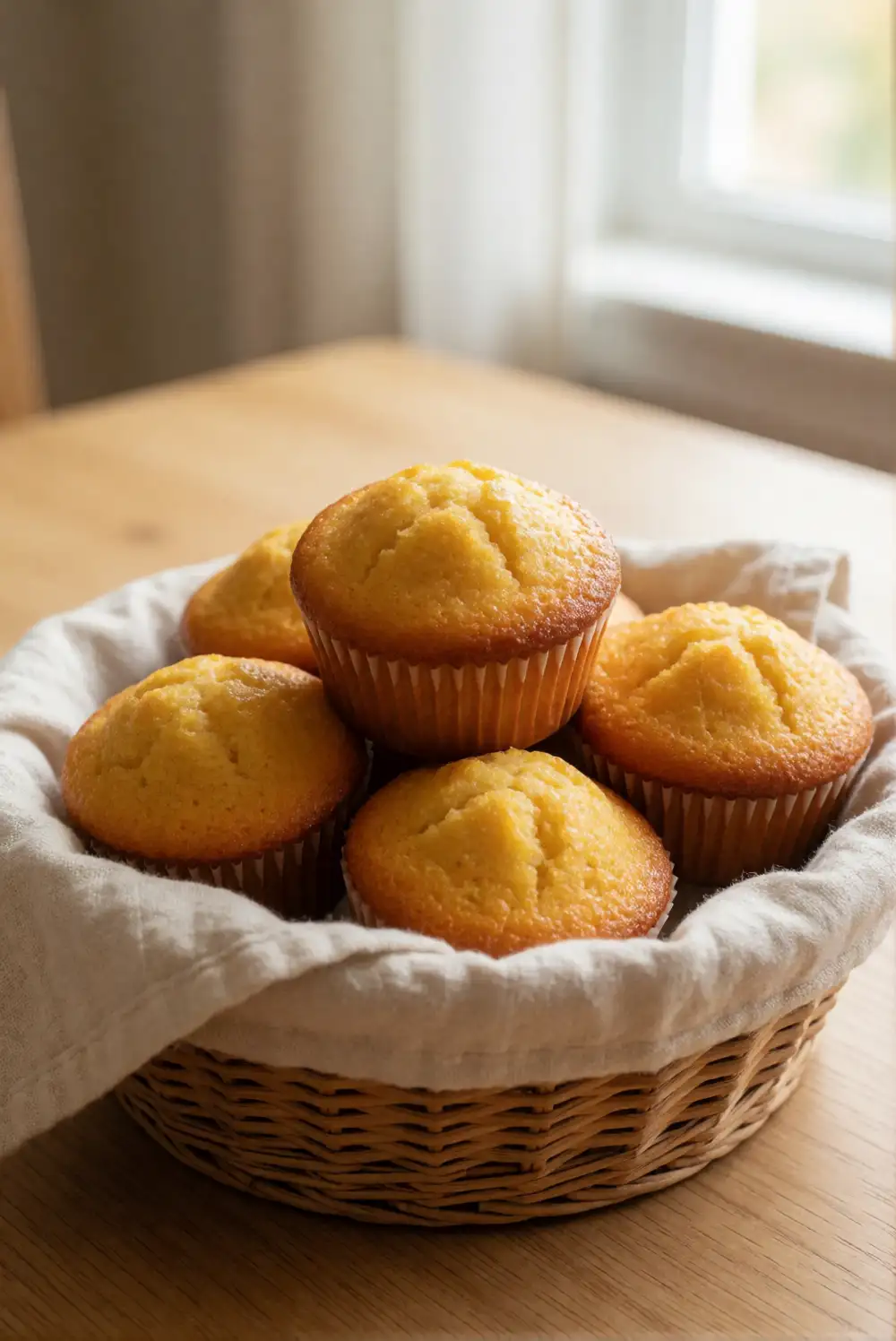 Golden Cornbread Muffins with Honey