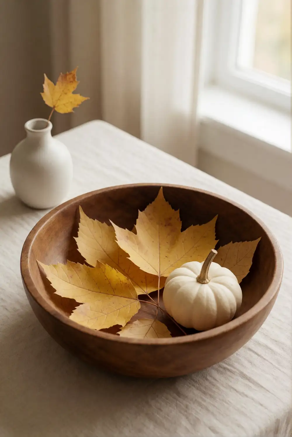 Golden Yellow, Brown, and White Entryway Bowl
