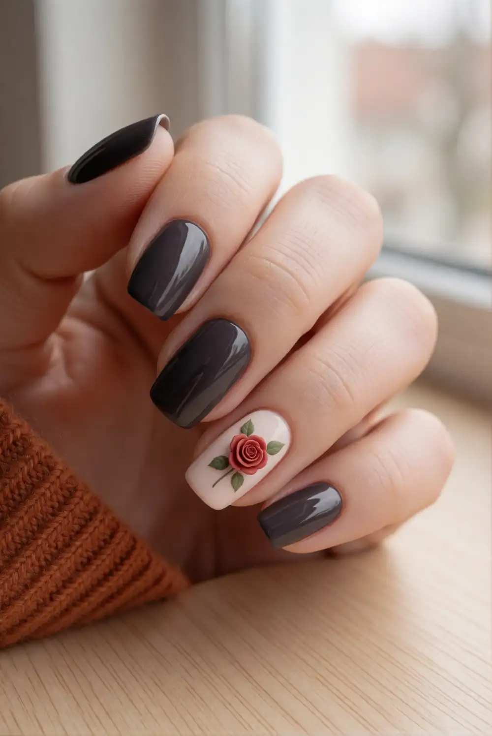 Gothic Rose Accent Nails