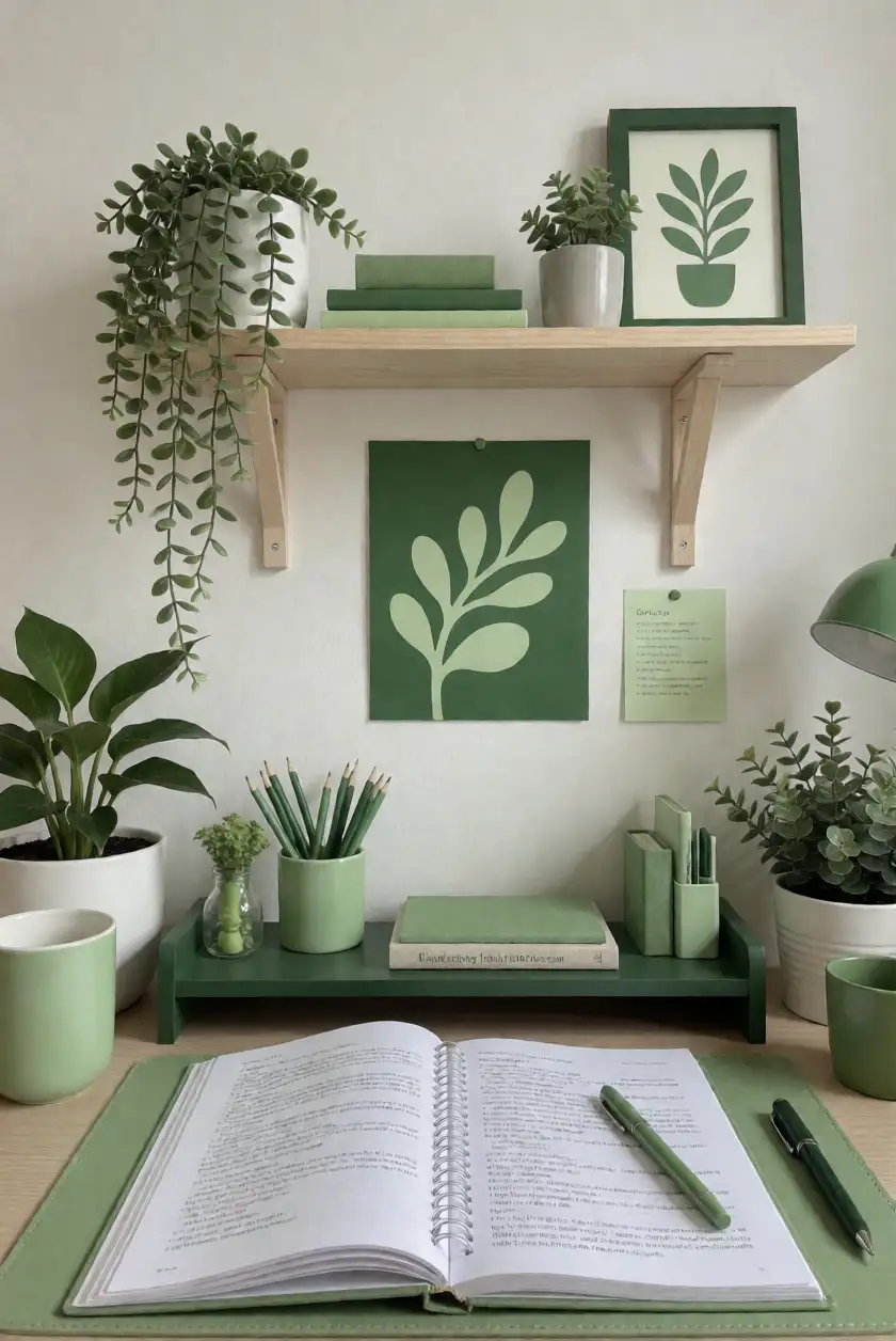 Green-Themed Study Area