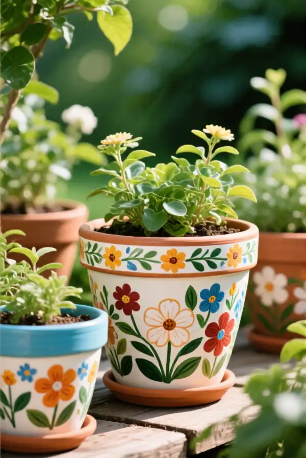 Hand-Painted Garden Pots