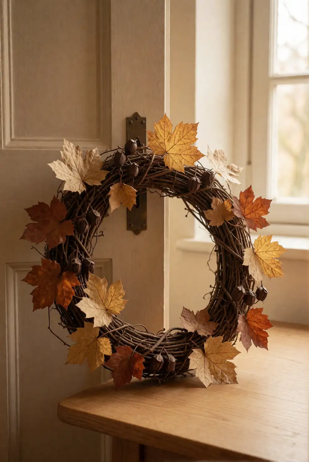 Hang a Dried Leaf Wreath on an Interior Door