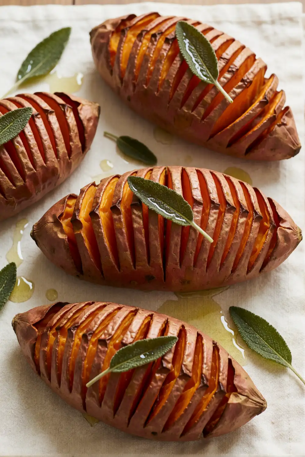 Hasselback Sweet Potatoes With Sage