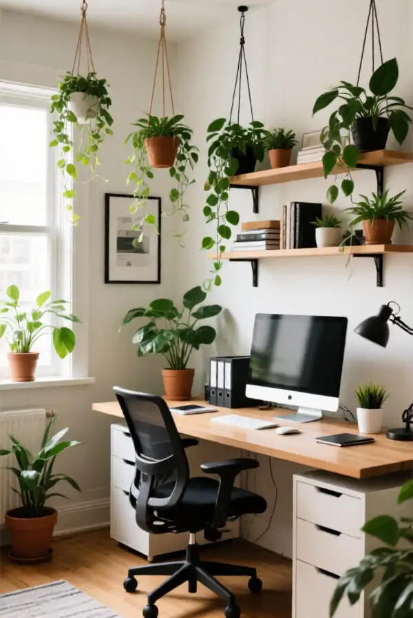 Incorporating Hanging Plants in Home Offices
