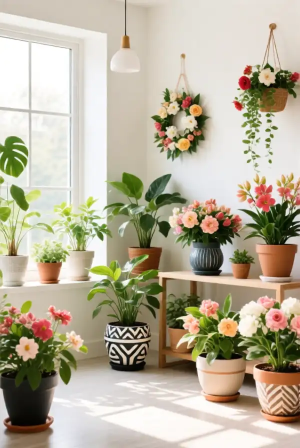 Indoor Plants with Floral Accents
