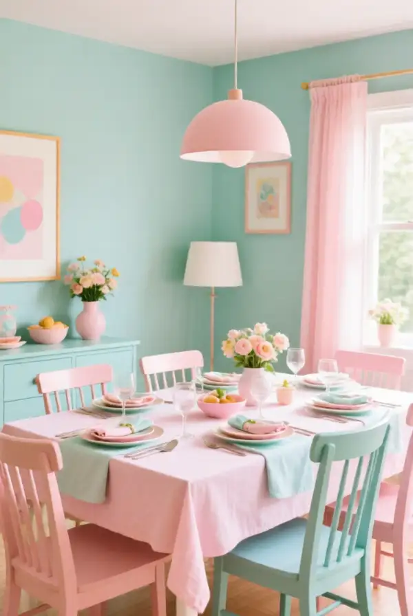 Inspiring Pastel Dining Room Decor