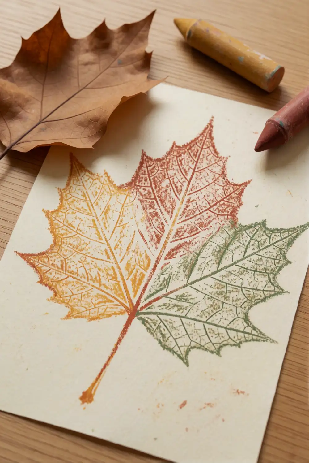 Large Leaf Crayon Rubbings