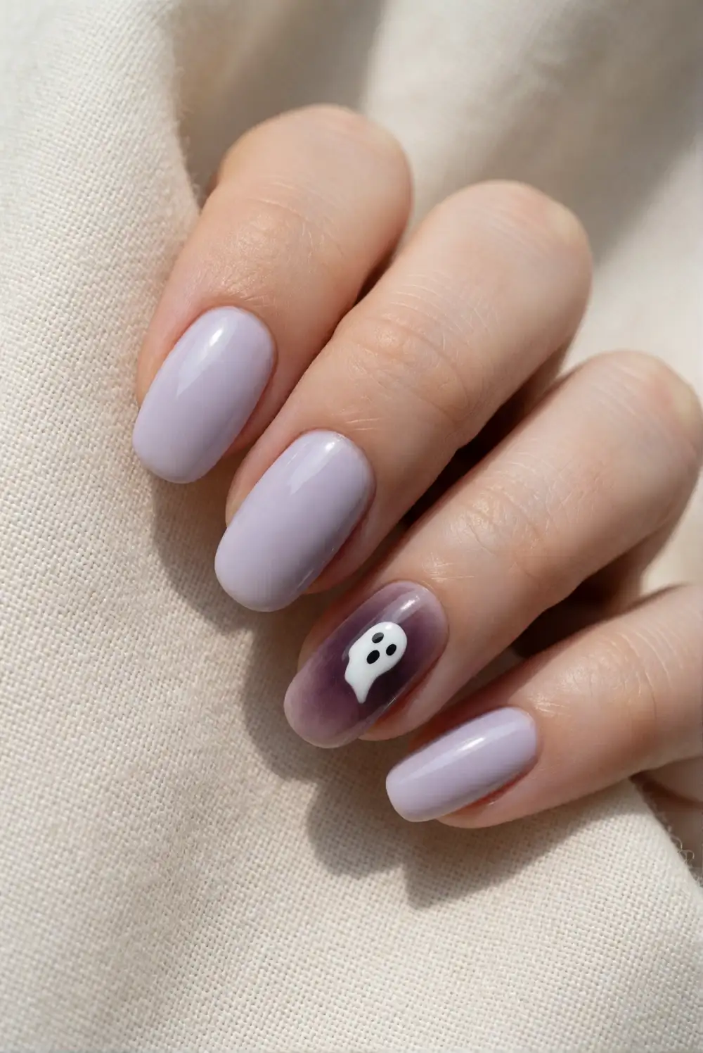 Lavender Ghost Nails with a Smoky Accent