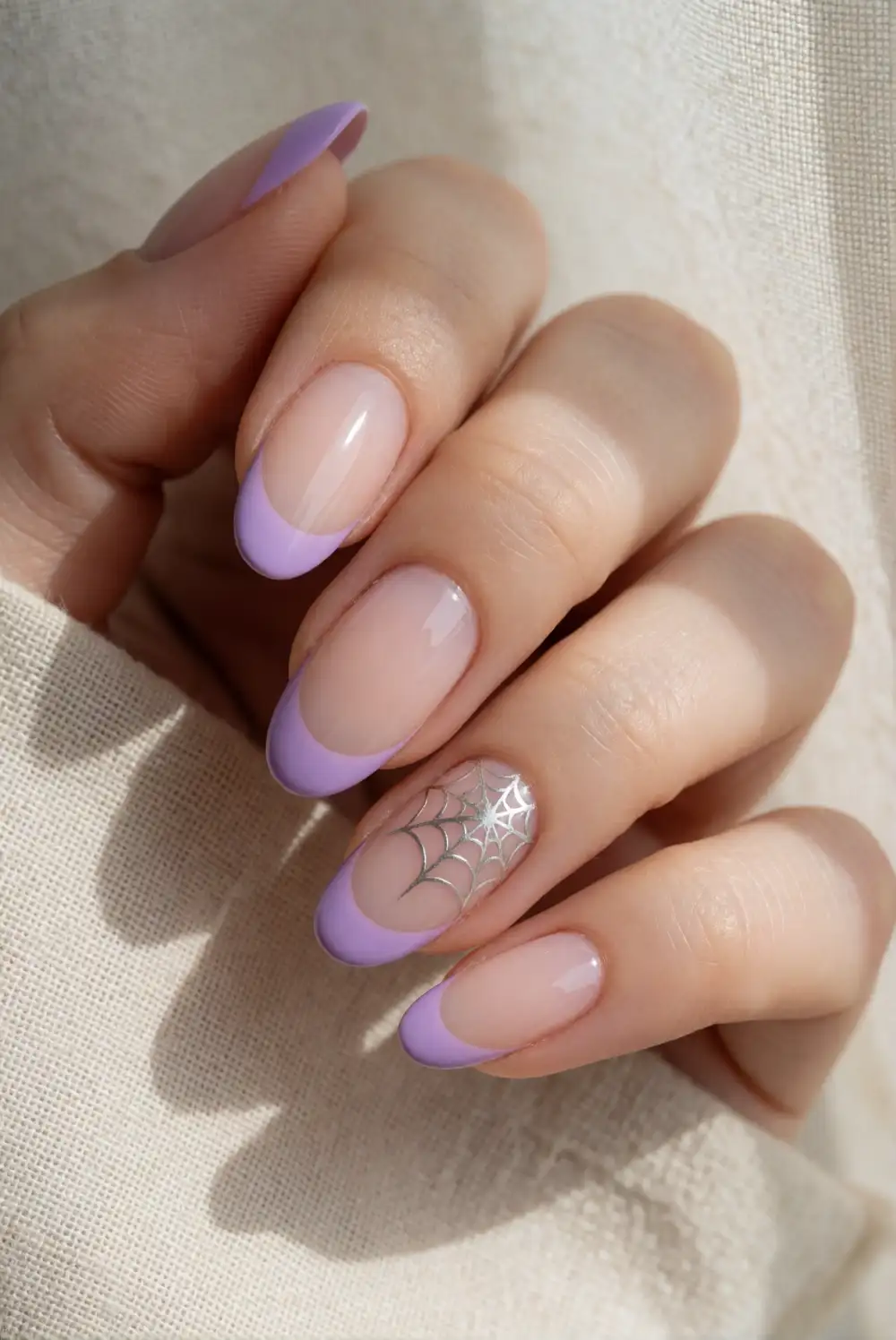 Lavender Spiderweb French Tips
