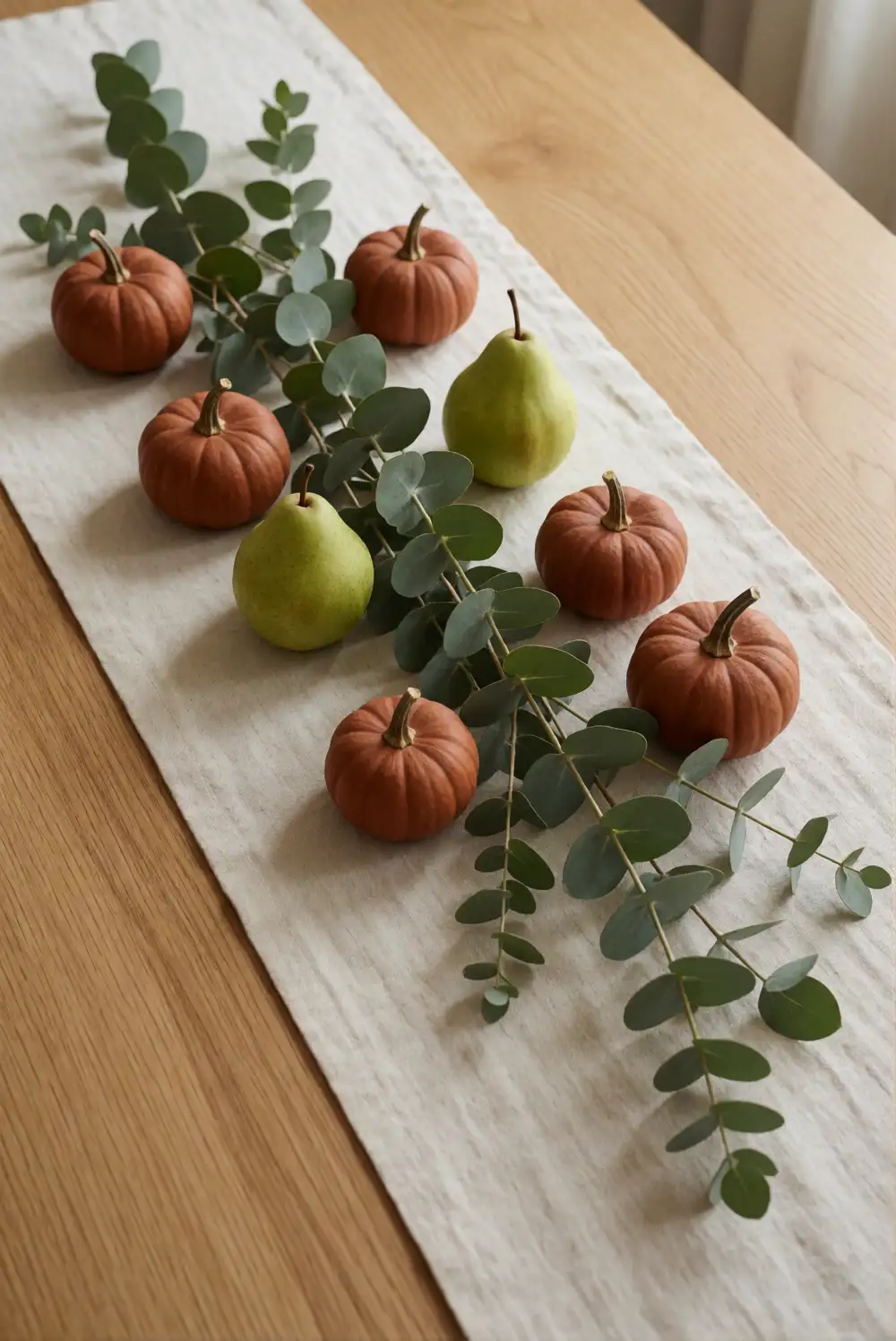 Layer a Linen and Foliage Table Runner