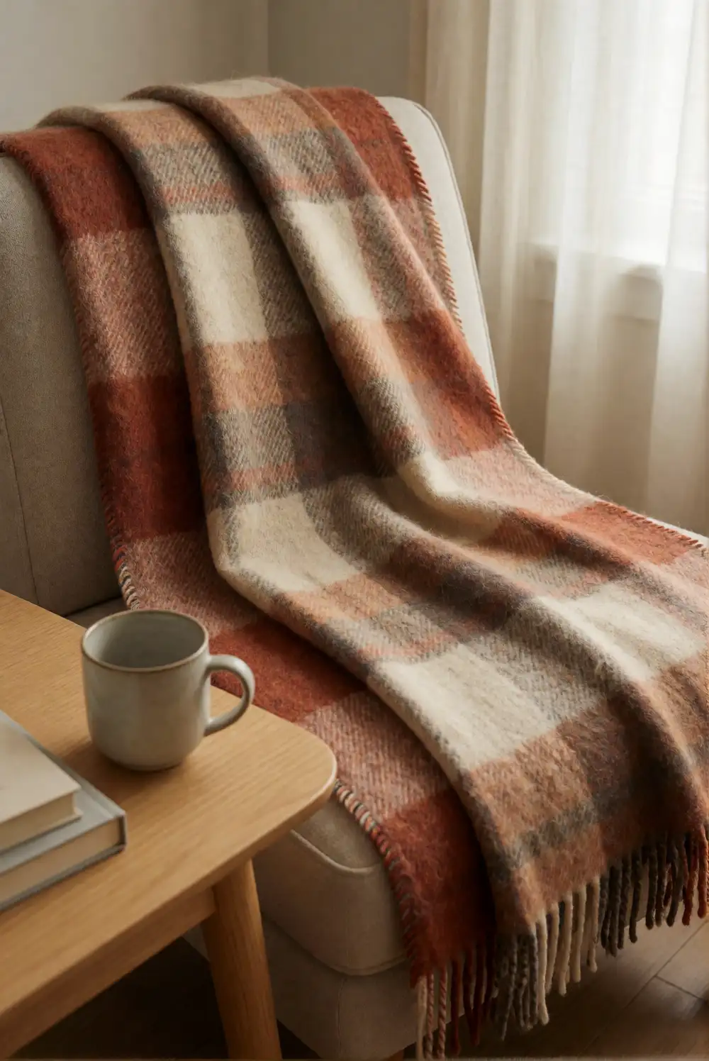 Layer a Plaid Throw Across a Reading Chair