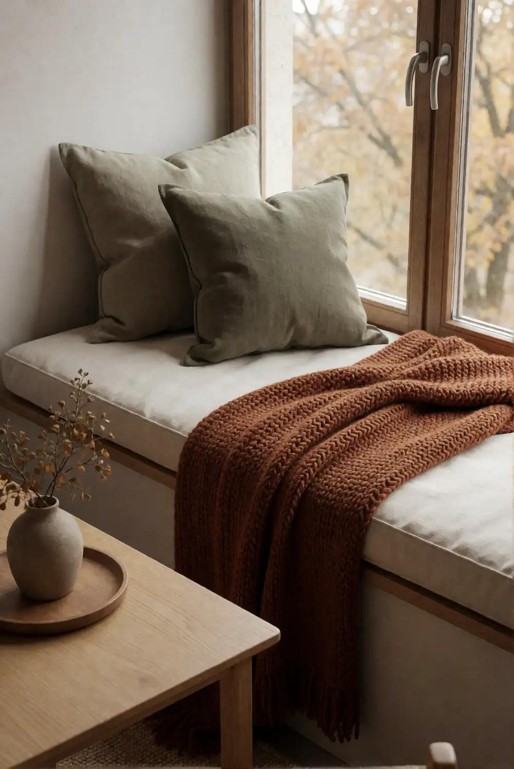 Layer a Window Seat with Autumn Textures
