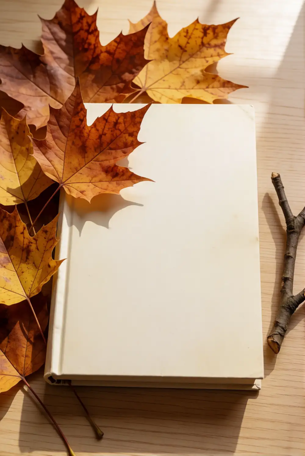 Layer Autumn Leaves with a Plain-Covered Book