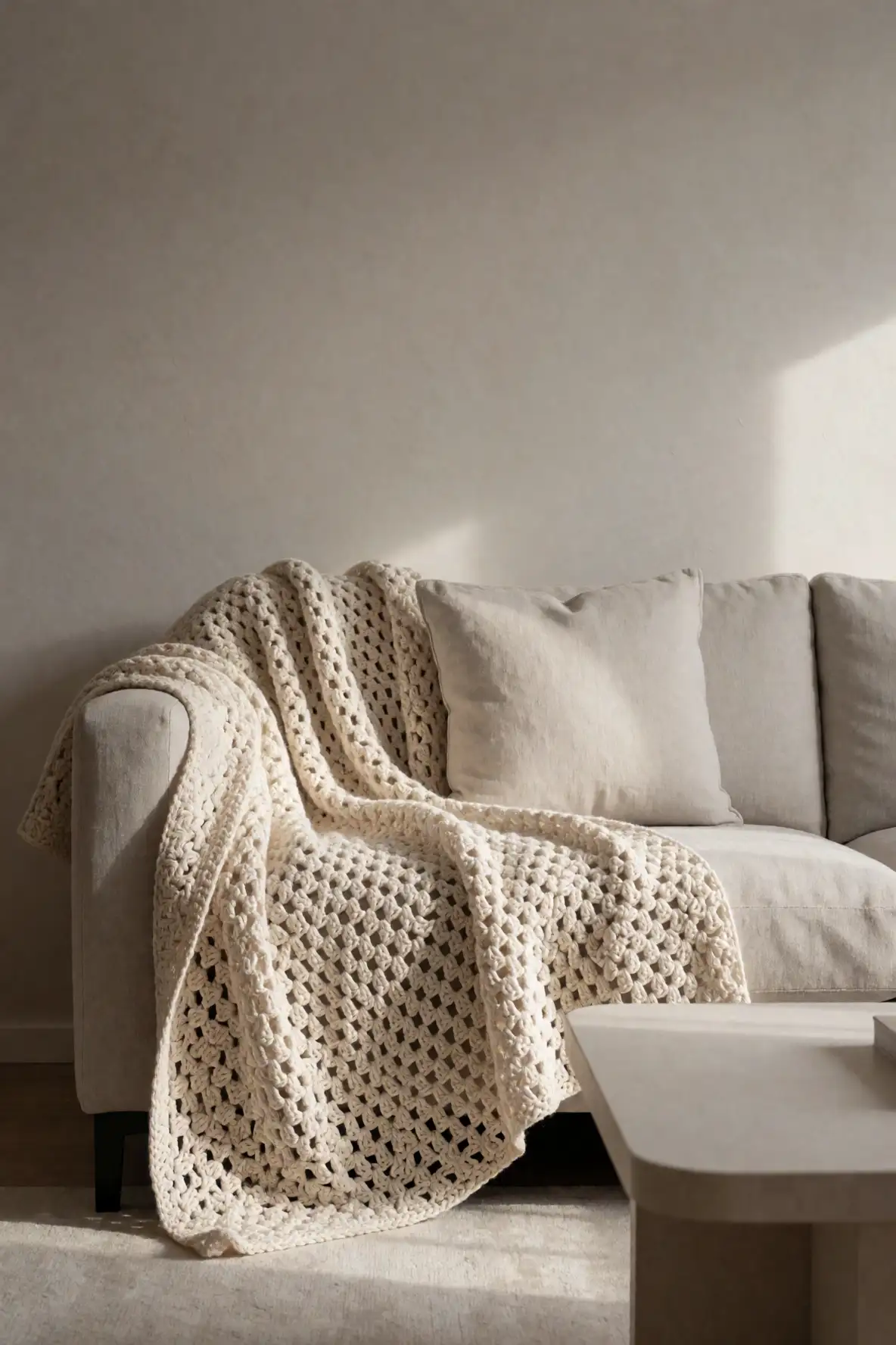 Layer It Over a Neutral Sofa