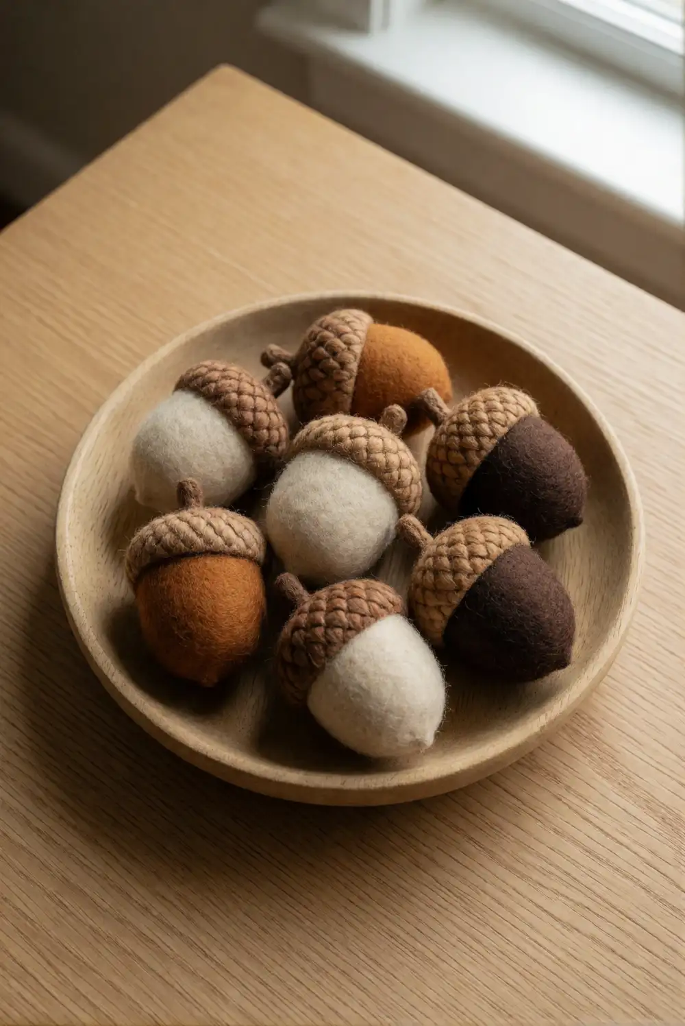 Layered Felt Acorns for a Cozy Bowl Display