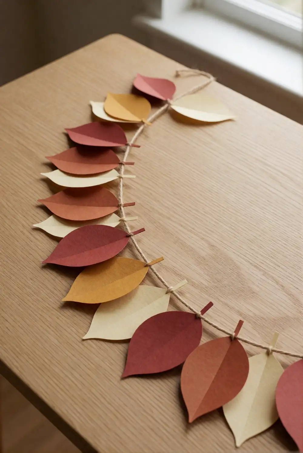 Layered Paper Leaf Garland for a Mantel