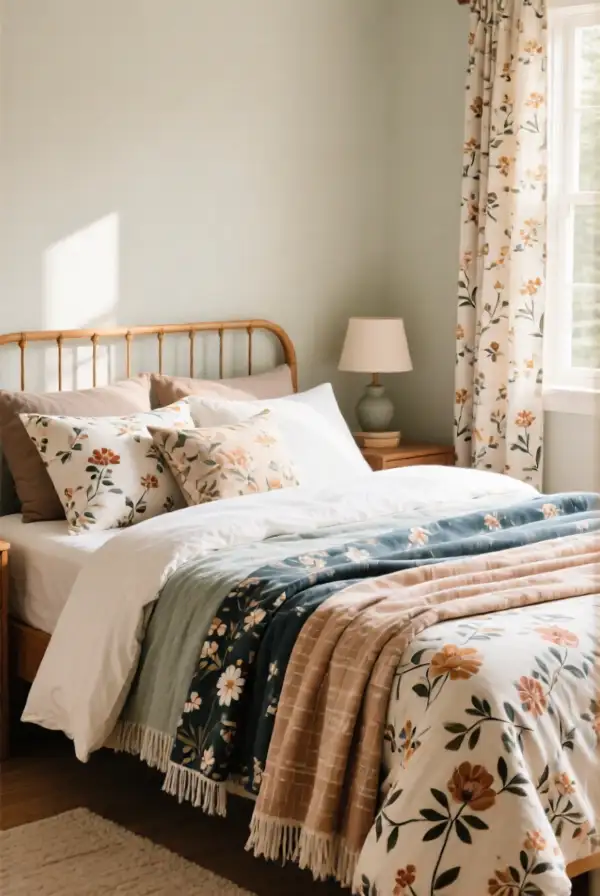 Layered Textiles with Floral Touches