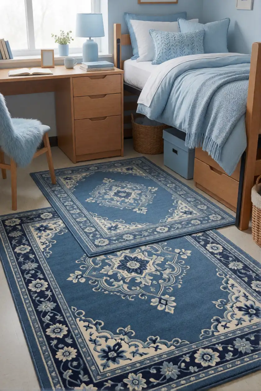 Layering with Blue Rugs