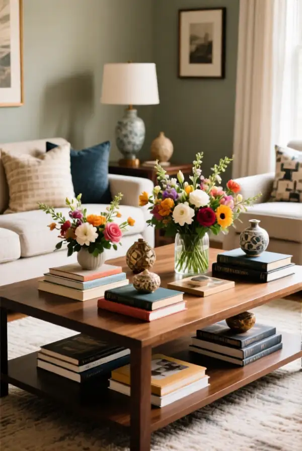 Layering with Books and Decorative Items