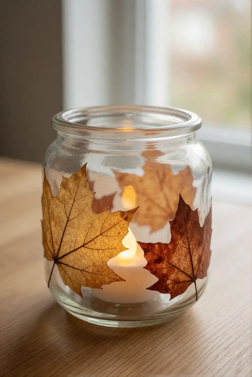 Leaf Lantern with an LED Tea Light