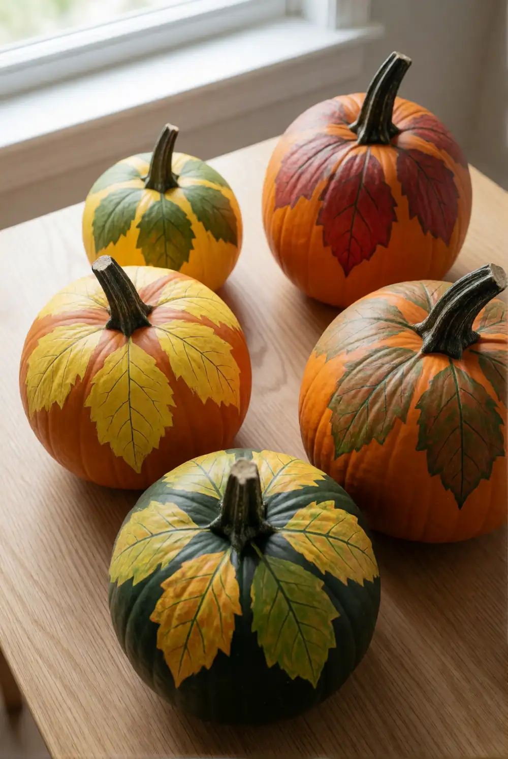 Leaf-Painted Pumpkins