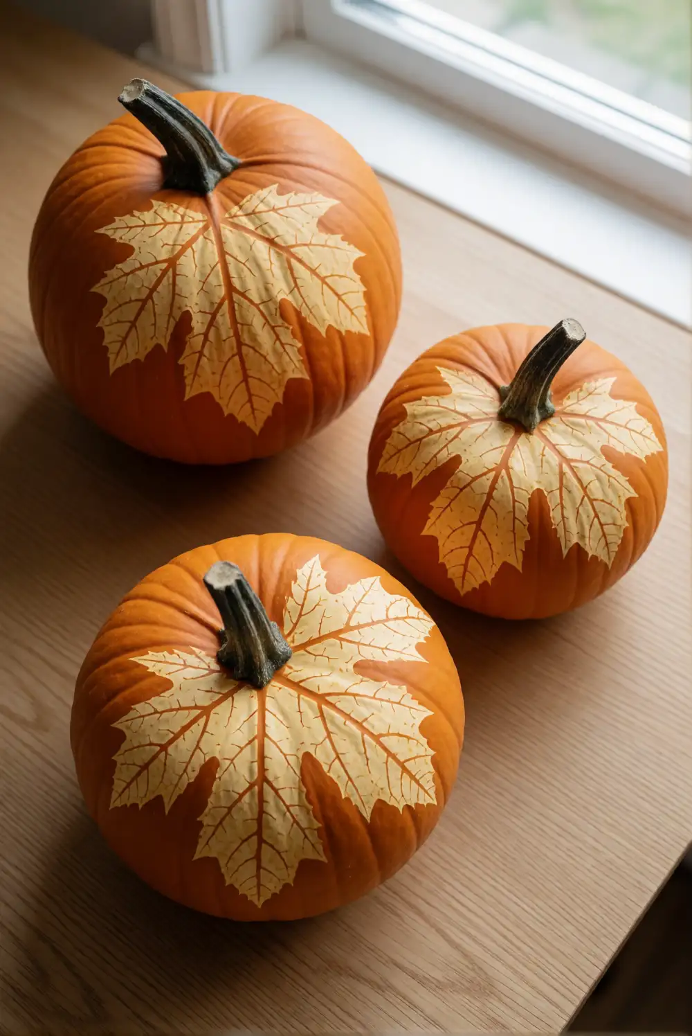 Leaf Print Pumpkins
