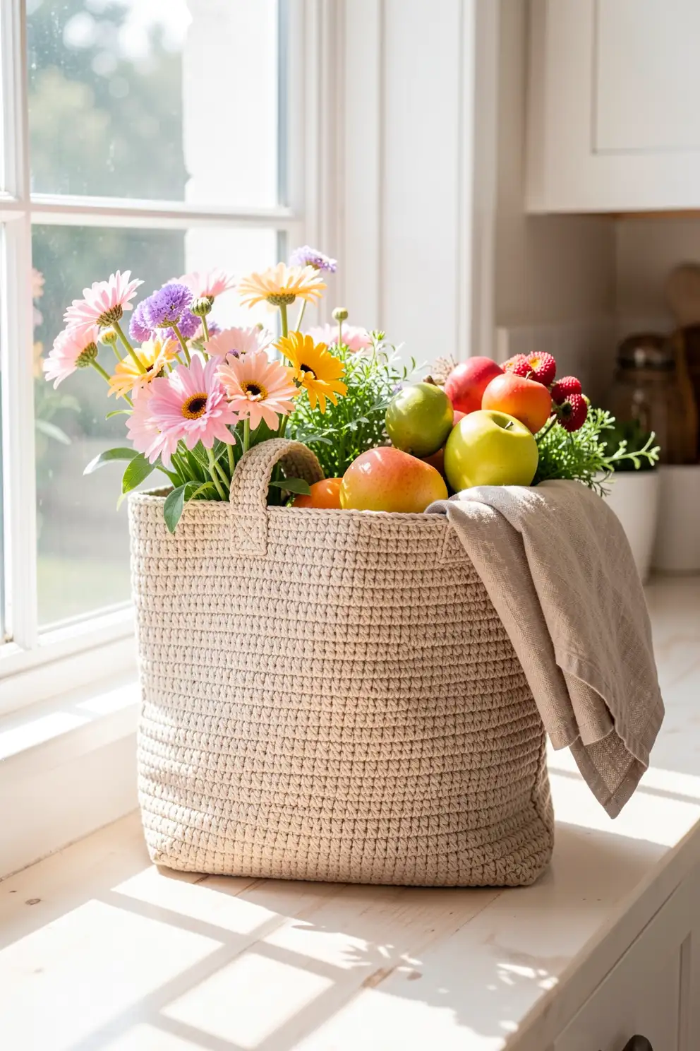 Linen Look Stitches for Effortless Market Totes