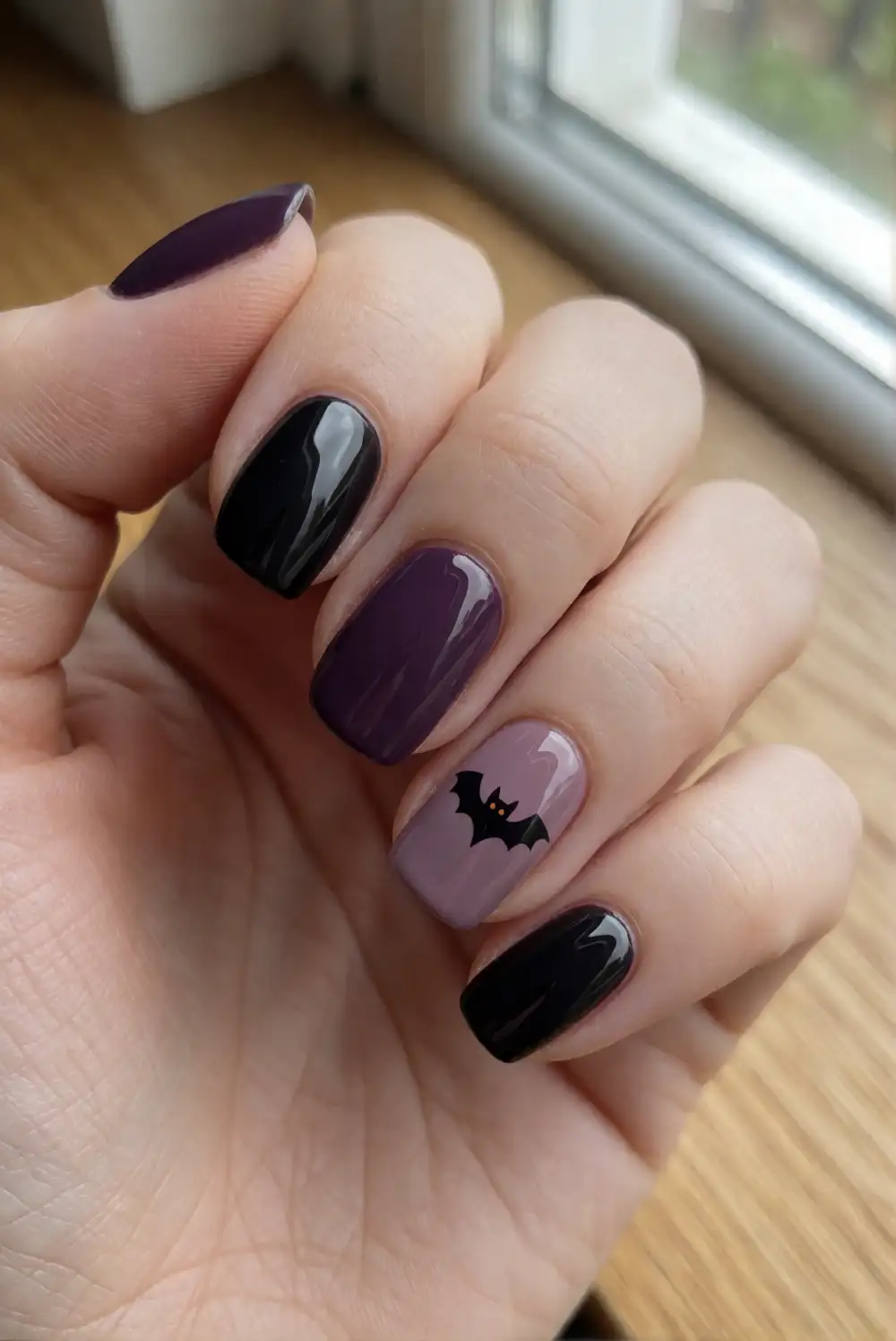 Little Bat Silhouette Accent Nails