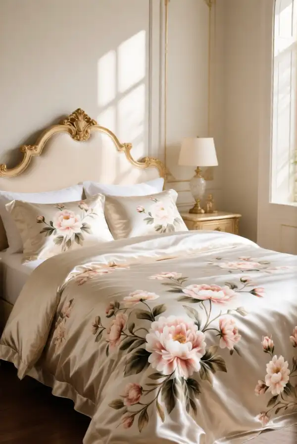 Luxurious Floral Silk Bedding