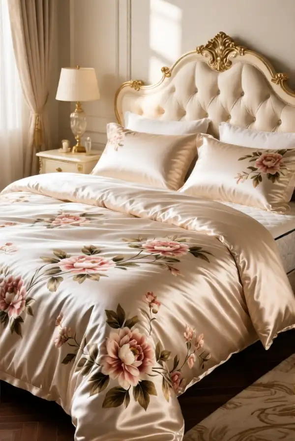 Luxurious Silk Floral Bedding