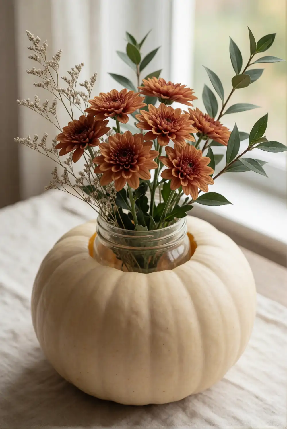 Make a Pumpkin Vase with Autumn Flowers