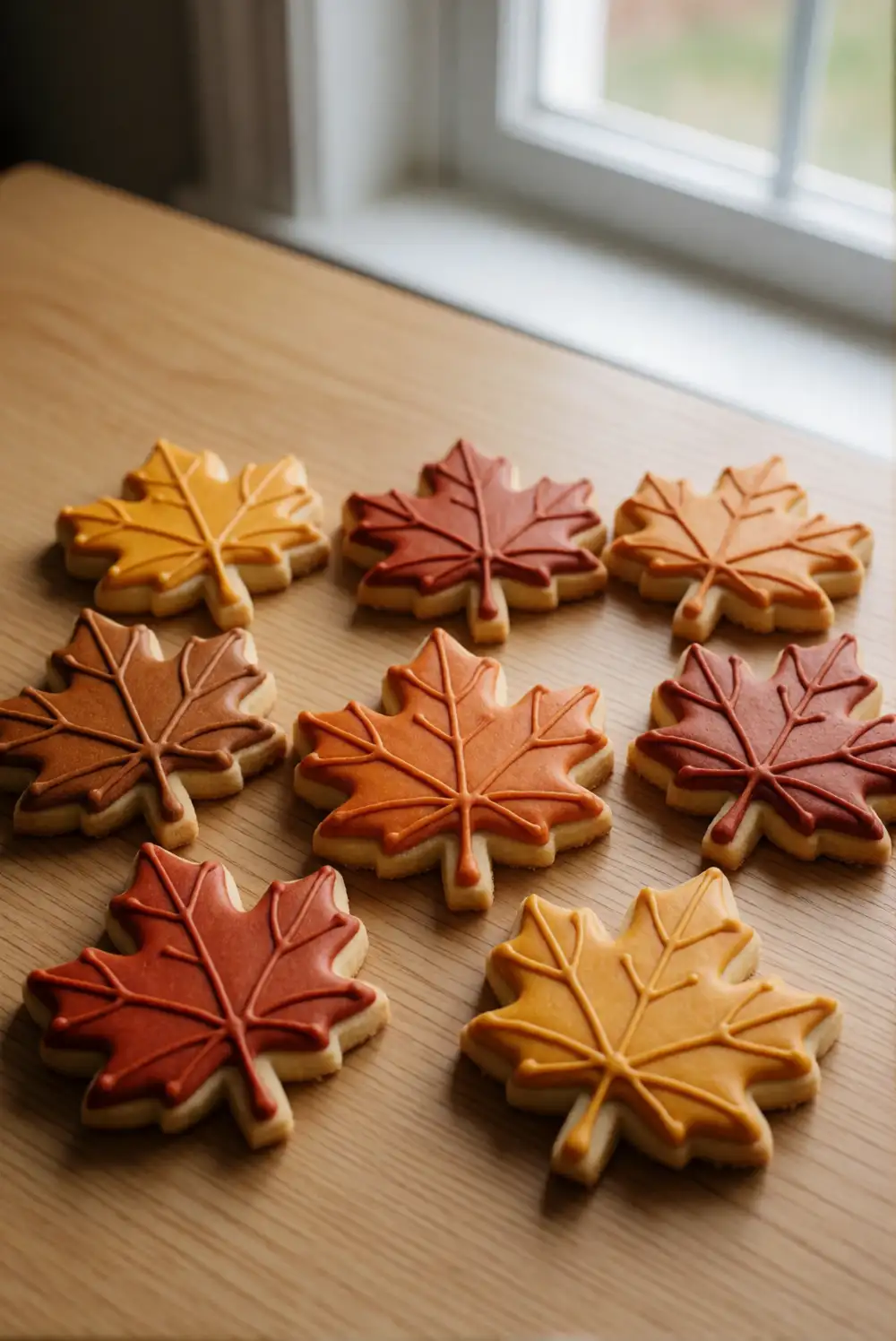 Maple Leaf Cookies with Warm Icing