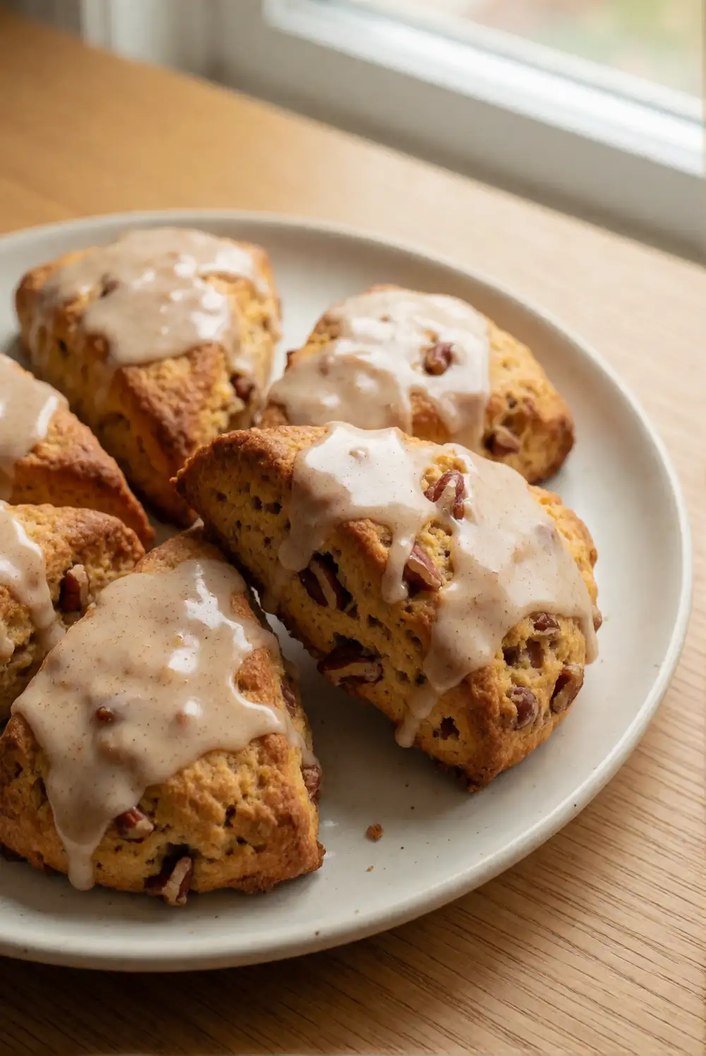 Maple Pecan Scones with Brown Sugar Glaze