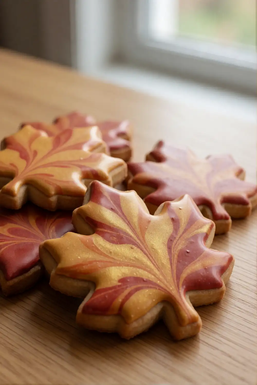 Marbled Autumn Leaf Cookies
