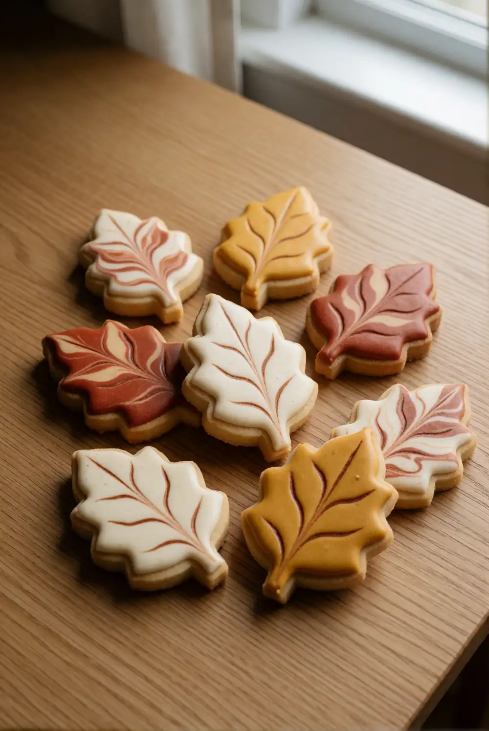 Marbled Rust and Gold Leaf Cookies